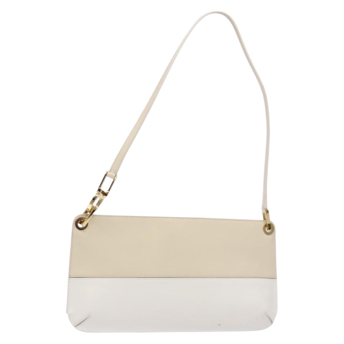 Salvatore Ferragamo Hand Bag Patent Leather Beige Gold Auth Sw1286